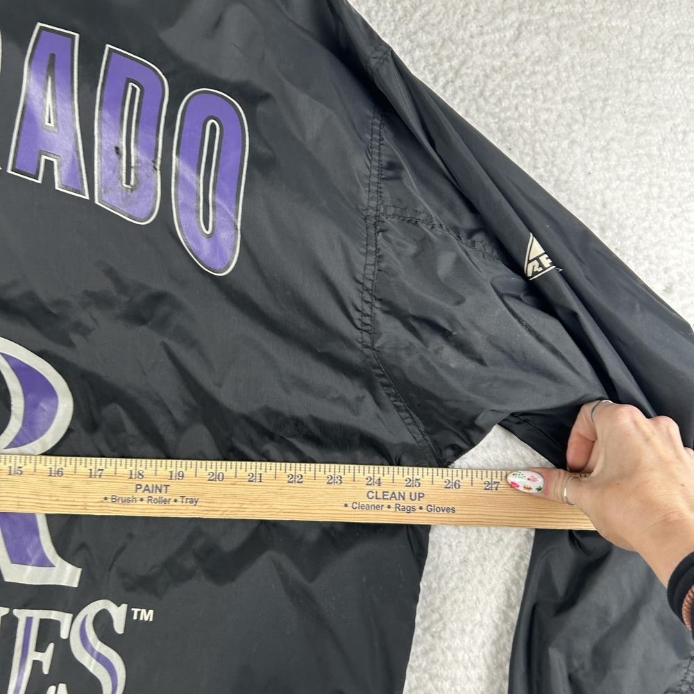 Vintage Colorado Rockies Jacket Mens Large Black MLB Baseball Apex One 90s Retro - Picture 15 of 16